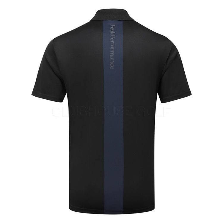 Peak Performance Player Zip Golf Polo Shirt (Black/Motion Grey) Technical Fabric With Quick-Drying