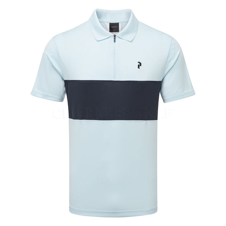  Peak Performance Player Zip Golf Polo Shirt (Cloud/Blue Shadow) Technical Fabric With Quick-Drying