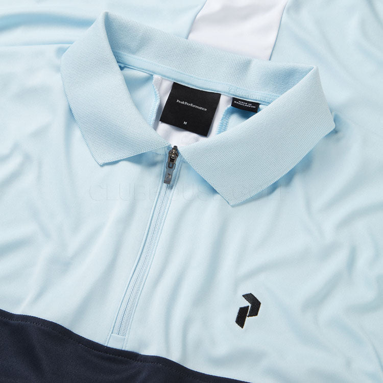  Peak Performance Player Zip Golf Polo Shirt (Cloud/Blue Shadow) Technical Fabric With Quick-Drying