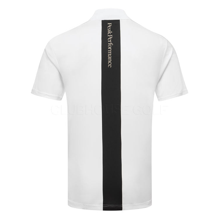  Peak Performance Player Zip Golf Polo Shirt (White/Avid Beige) Technical Fabric With Quick-Drying
