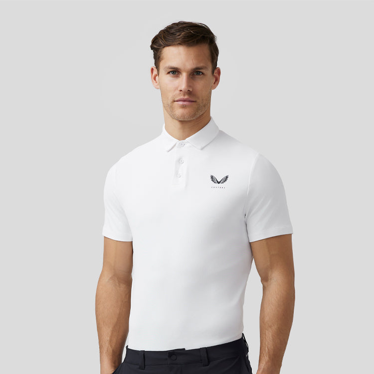 Castore Essential Golf Polo Shirt (White) Premium Performance With Technical Fabric