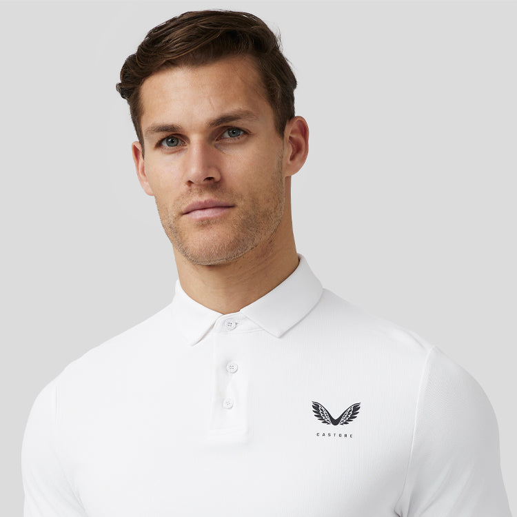 Castore Essential Golf Polo Shirt (White) Premium Performance With Technical Fabric