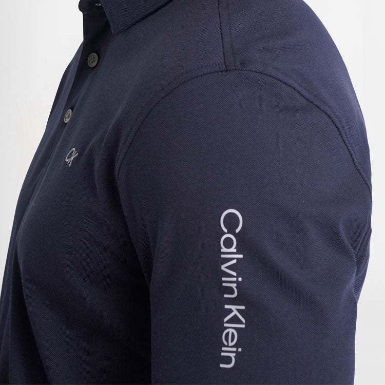  Calvin Klein Uni Scripted Golf Polo Shirt (Navy) More Breathable With Dri-Breeze Technology