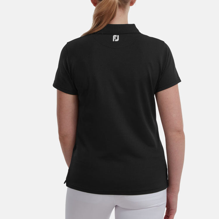  FootJoy Ladies Stretch Pique Solid Golf Polo Shirt (Black) Cooling Design With ProDry Stretch Fabric
