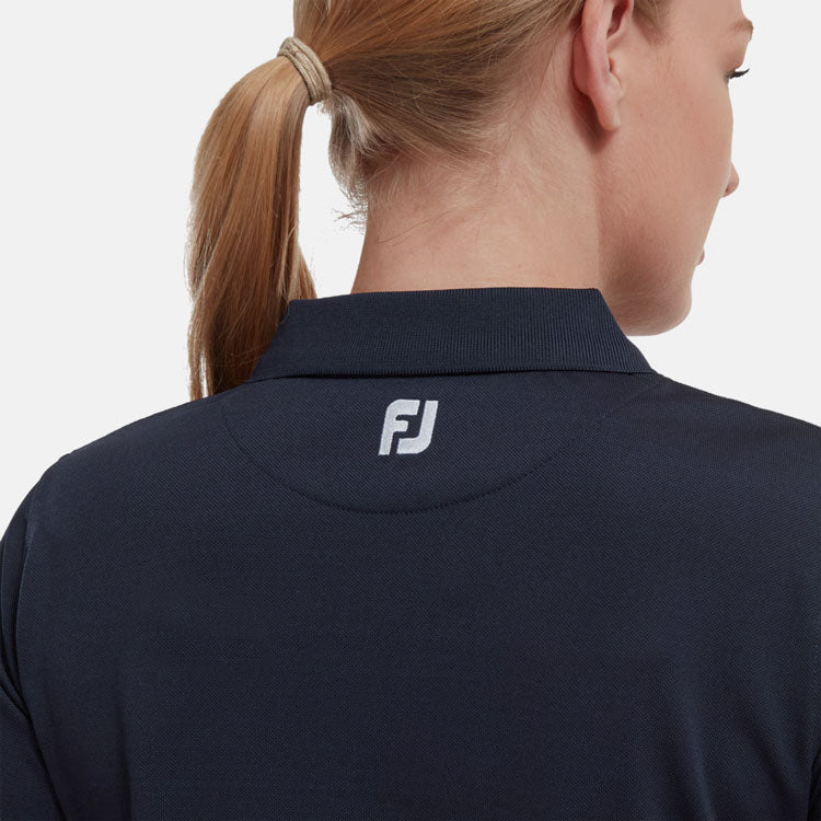  FootJoy Ladies Stretch Pique Solid Golf Polo Shirt (Navy) Cooling Design With ProDry Stretch Fabric