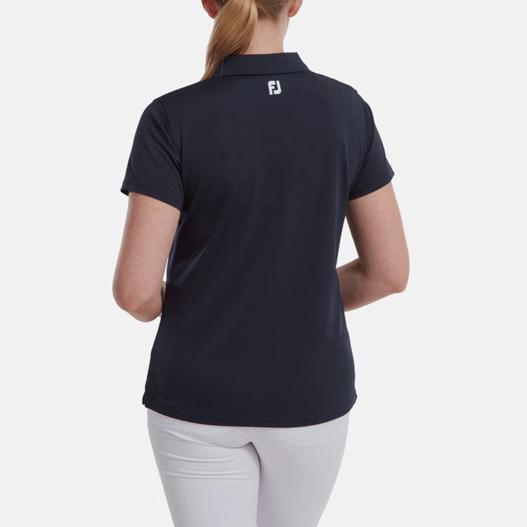  FootJoy Ladies Stretch Pique Solid Golf Polo Shirt (Navy) Cooling Design With ProDry Stretch Fabric
