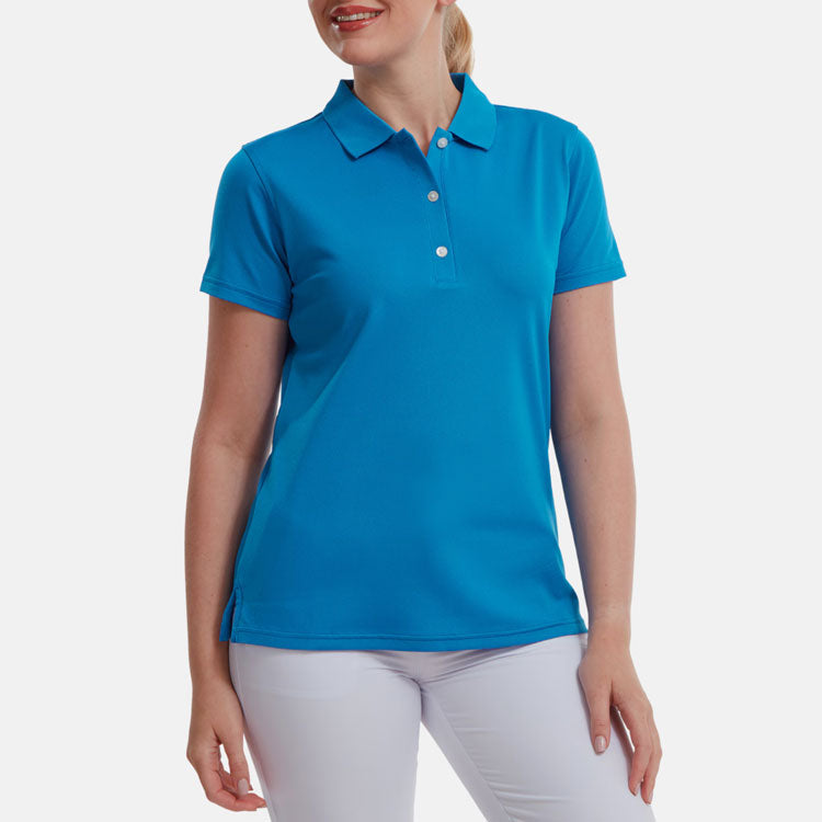  FootJoy Ladies Stretch Pique Solid Golf Polo Shirt (Cobalt) Cooling Design With ProDry Stretch Fabric