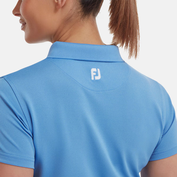  FootJoy Ladies Stretch Pique Solid Golf Polo Shirt (Light Blue) Cooling Design With ProDry Stretch Fabric