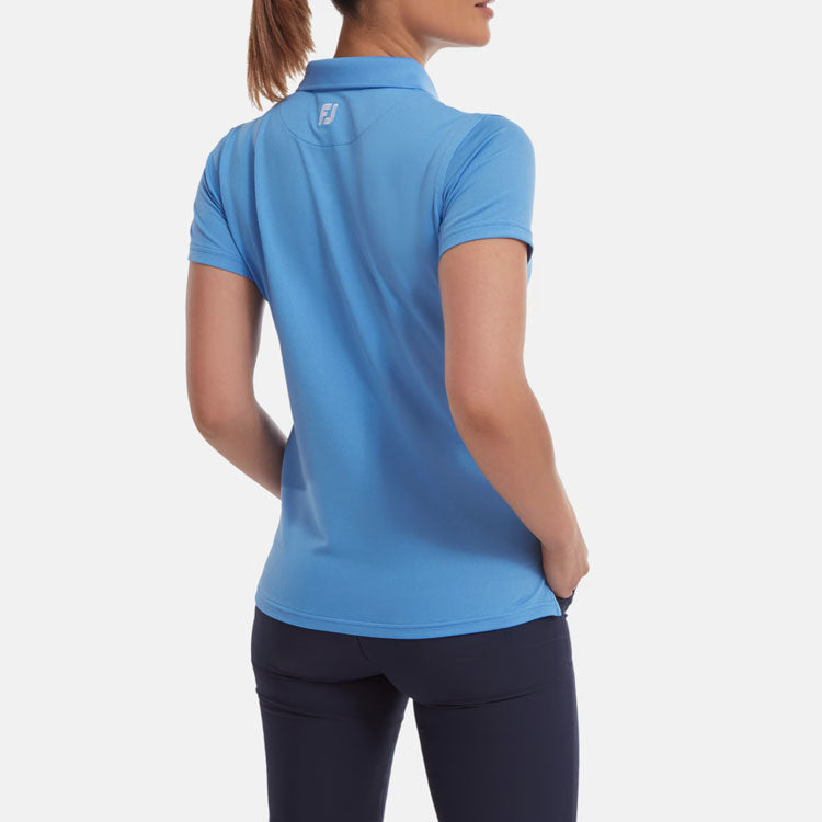  FootJoy Ladies Stretch Pique Solid Golf Polo Shirt (Light Blue) Cooling Design With ProDry Stretch Fabric