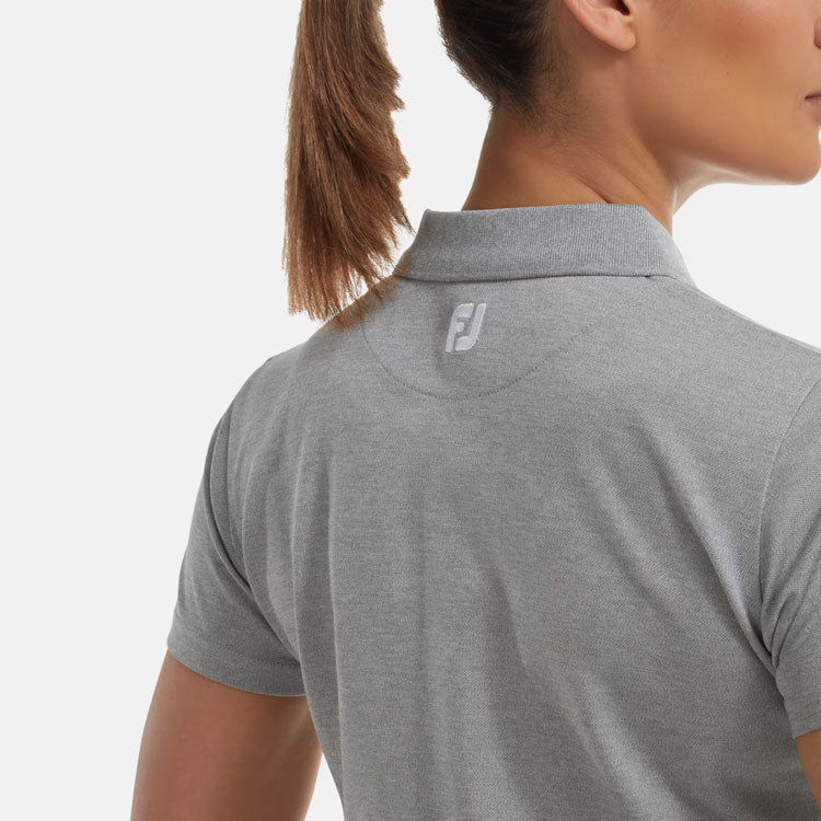  FootJoy Ladies Stretch Pique Solid Golf Polo Shirt (Heather Grey) Cooling Design With ProDry Stretch Fabric
