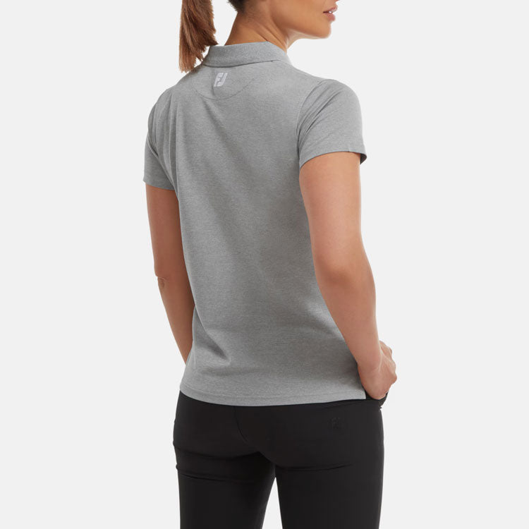  FootJoy Ladies Stretch Pique Solid Golf Polo Shirt (Heather Grey) Cooling Design With ProDry Stretch Fabric