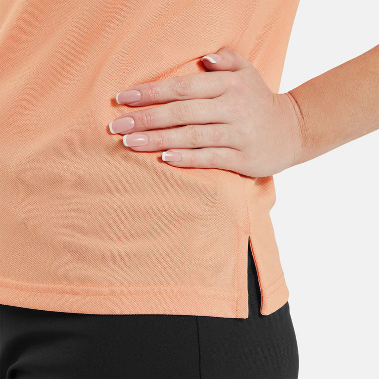  FootJoy Ladies Stretch Pique Solid Golf Polo Shirt (Papaya) Cooling Design With ProDry Stretch Fabric