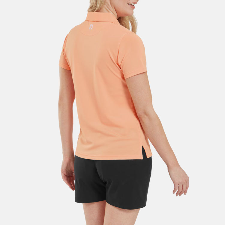  FootJoy Ladies Stretch Pique Solid Golf Polo Shirt (Papaya) Cooling Design With ProDry Stretch Fabric