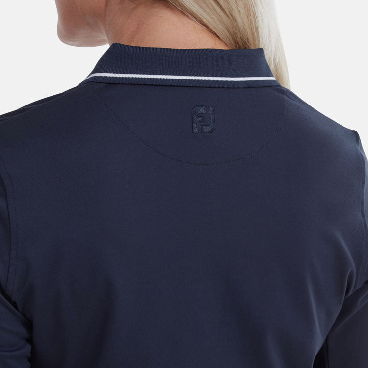  FootJoy Ladies Thermal Long Sleeved Golf Polo Shirt (Navy) Cooling Design With ProDry Stretch Fabric