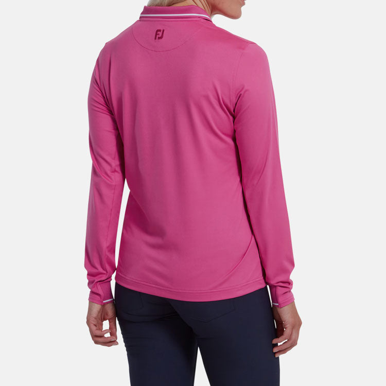  FootJoy Ladies Thermal Long Sleeved Golf Polo Shirt (Hot Pink) Cooling Design With ProDry Stretch Fabric