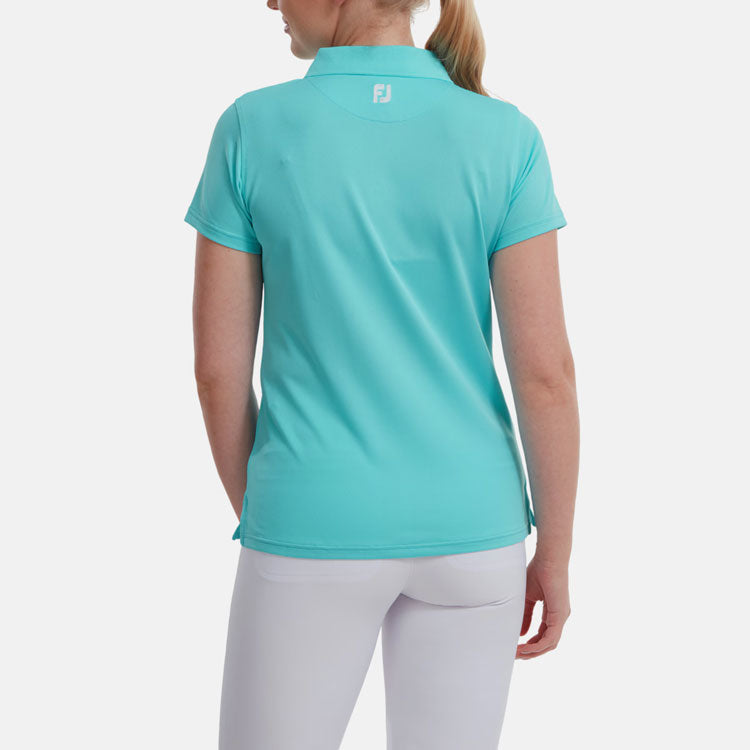  FootJoy Ladies Stretch Pique Solid Golf Polo Shirt (Aqua) Cooling Design With ProDry Stretch Fabric