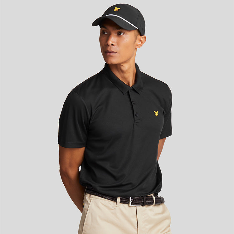  Lyle & Scott Tech Golf Polo Shirt (Jet Black) Technical Performance With Iconic Gold Eagle