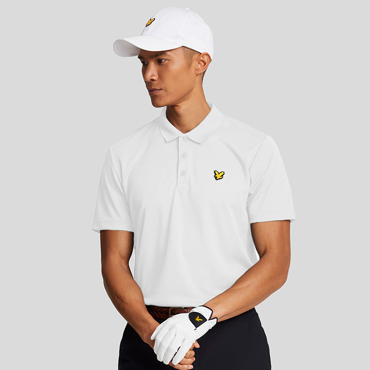  Lyle & Scott Tech Golf Polo Shirt (White) Technical Performance With Iconic Gold Eagle