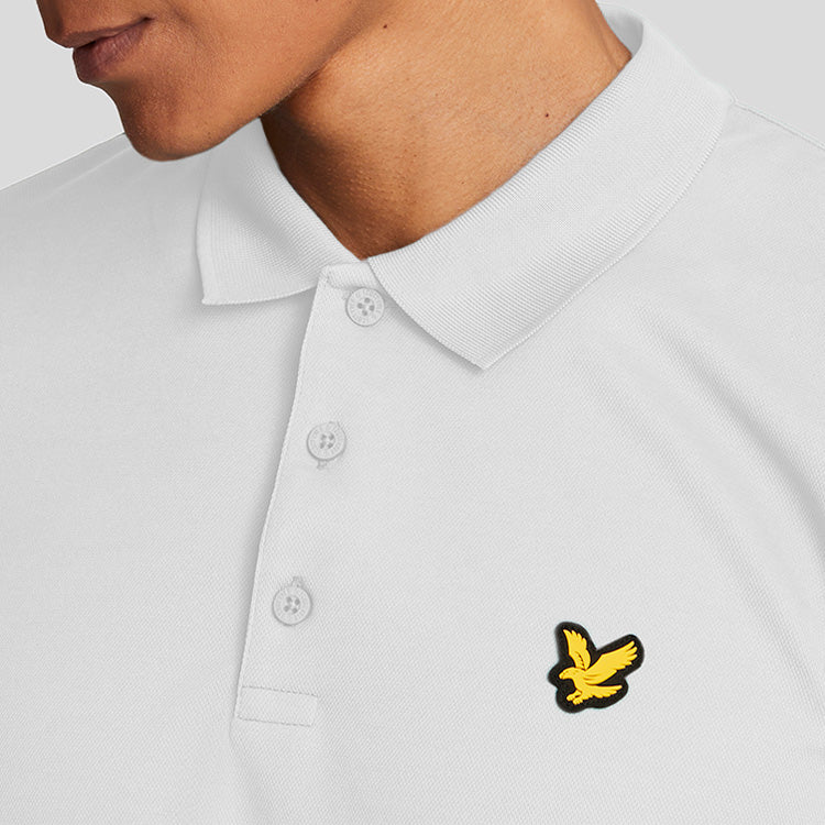  Lyle & Scott Tech Golf Polo Shirt (White) Technical Performance With Iconic Gold Eagle