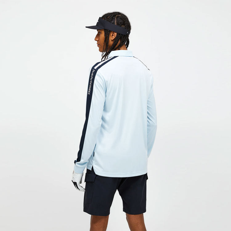  Peak Performance Player Long Sleeve Golf Polo Shirt (Cloud/Salute Blue) Technical Fabric With Quick-Drying