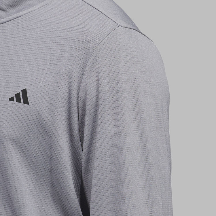  Adidas Primegreen UPF Lightweight 1/4 Zip Golf Sweater (Grey Three) Stretch Fleece Fabric For Enhanced Mobility