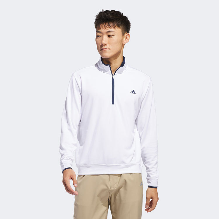 Adidas Primegreen UPF Lightweight 1/4 Zip Golf Sweater (White) Stretch Fleece Fabric For Enhanced Mobility