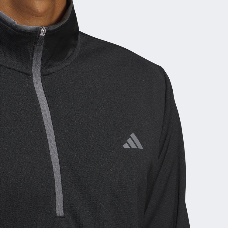  Adidas Primegreen UPF Lightweight 1/4 Zip Golf Sweater (Black) Stretch Fleece Fabric For Enhanced Mobility