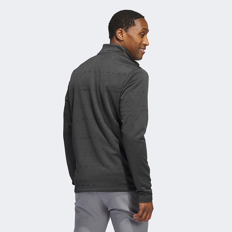  Adidas Core Print 1/4 Zip Golf Sweater (Carbon/Black) Midweight Knit Fabric For More Warmth
