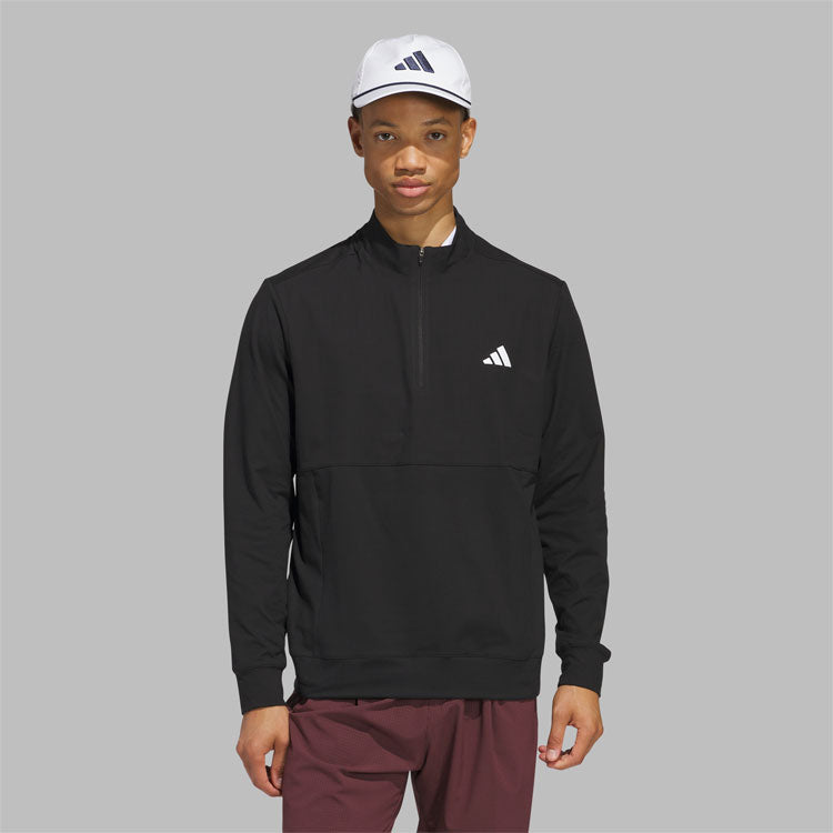  Adidas DWR Ultimate365 Tour 1/4 Zip Golf Sweater (Black) Stretch Knit Construction With Water Repellence