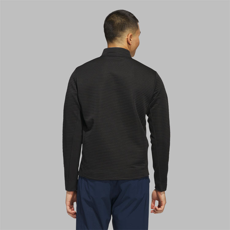  Adidas DWR Ultimate365 Textured 1/4 Zip Golf Sweater (Black/White) Double Knit Fabric With Water Repellence