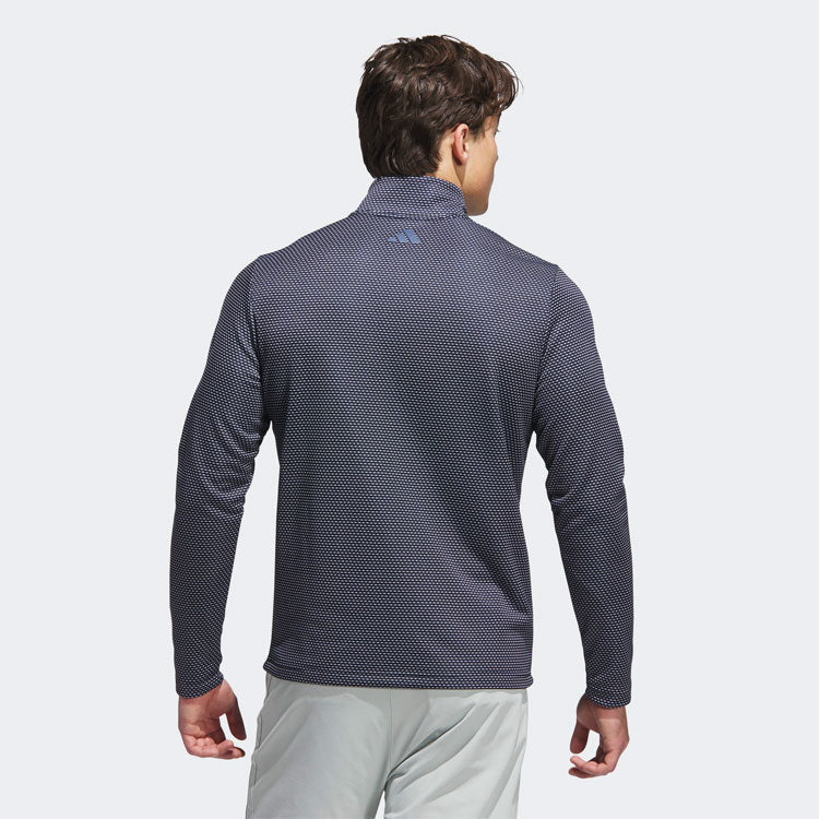  Adidas Core Print 1/4 Zip Golf Sweater (Collegiate Navy) Midweight Knit Fabric For More Warmth
