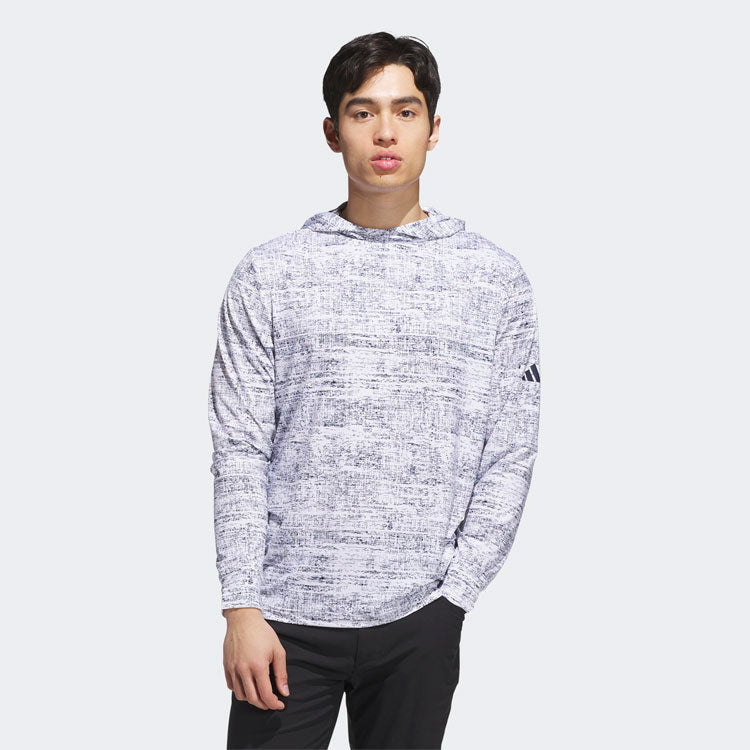  Adidas Core Print Golf Hoodie (White/Collegiate Navy) Lightweight Knit Fabric For More Comfort