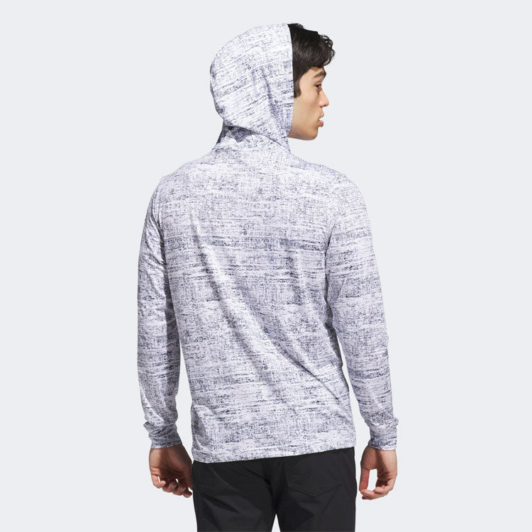  Adidas Core Print Golf Hoodie (White/Collegiate Navy) Lightweight Knit Fabric For More Comfort