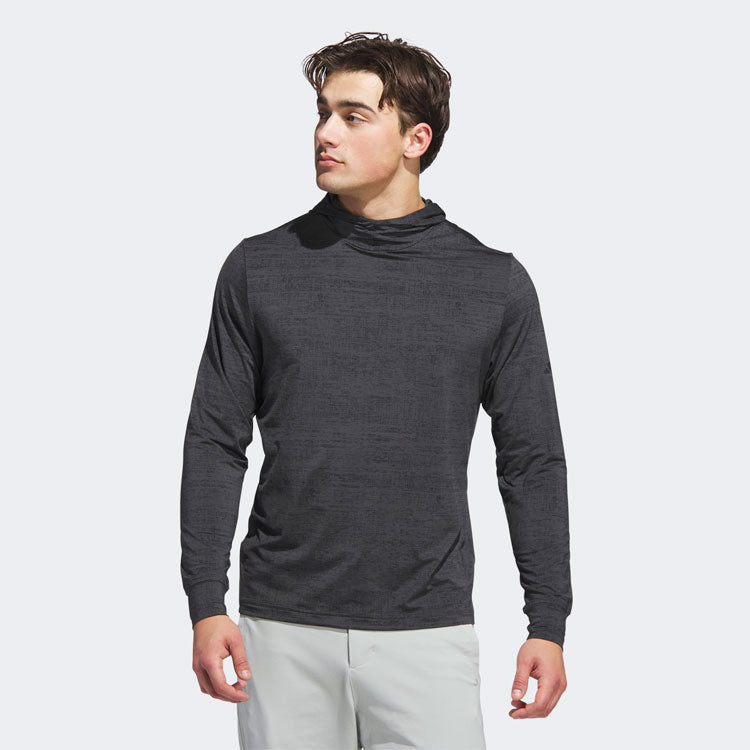  Adidas Core Print Golf Hoodie (Black/Carbon) Lightweight Knit Fabric For More Comfort