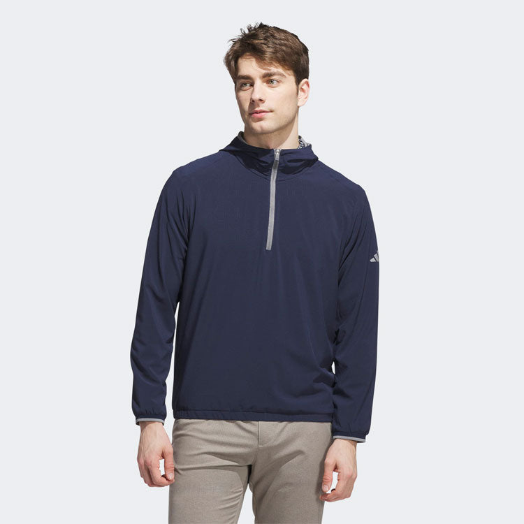  Adidas Ultimate365 Anorak Golf Hoodie (Collegiate Navy/Grey Three) Lighter Rain Protection With Stretch Fabric