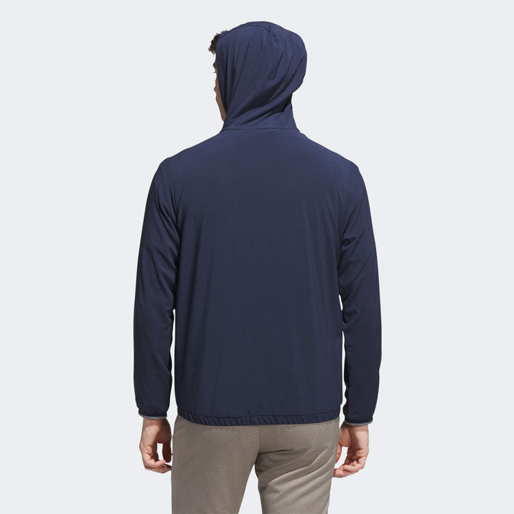  Adidas Ultimate365 Anorak Golf Hoodie (Collegiate Navy/Grey Three) Lighter Rain Protection With Stretch Fabric