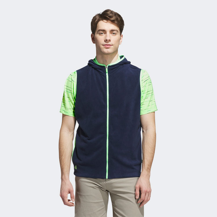  Adidas Ultimate365 Hooded Golf Vest (Collegiate Navy) 4-Way Stretch Knit Construction With Polar Fleece
