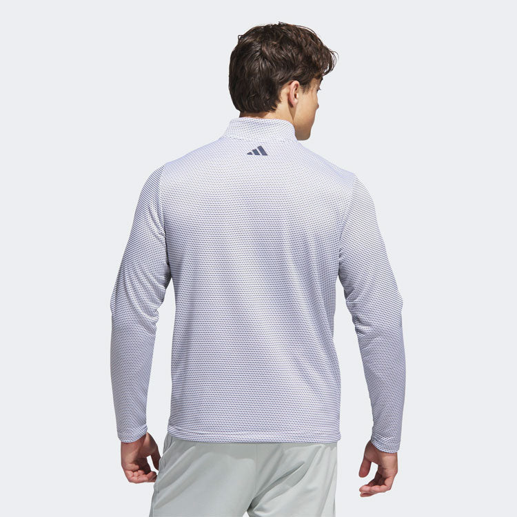  Adidas Core Print 1/4 Zip Golf Sweater (White/Navy) Midweight Knit Fabric For More Warmth