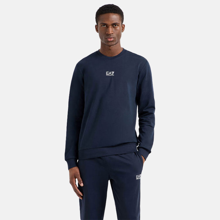  Emporio Armani Core Crew Neck Golf Sweater (Armani Blue) Stretch-Knit Fabric With Minimalist Design