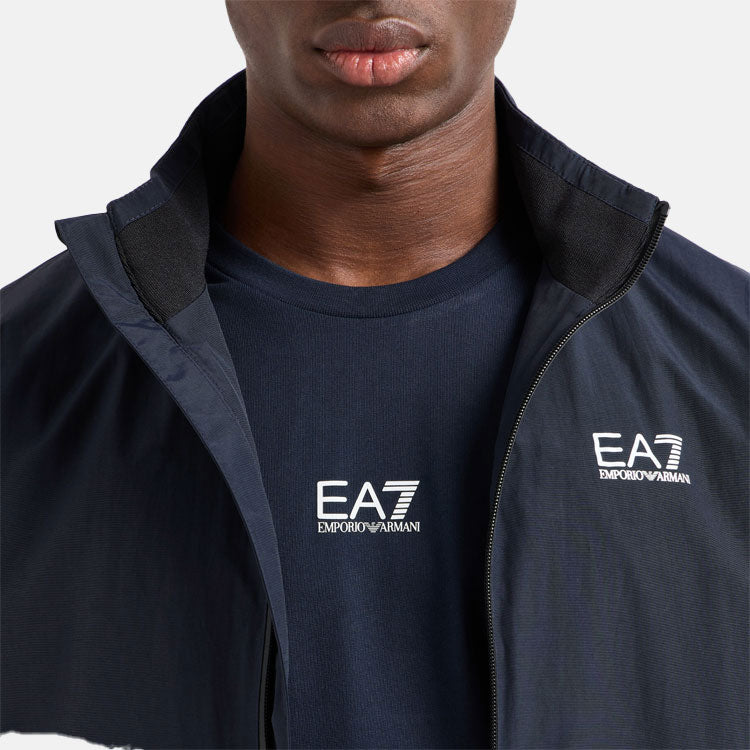  Emporio Armani Core Crew Neck Golf Sweater (Armani Blue) Stretch-Knit Fabric With Minimalist Design