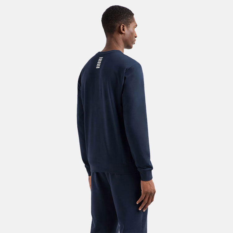 Emporio Armani Core Crew Neck Golf Sweater (Armani Blue) Stretch-Knit Fabric With Minimalist Design