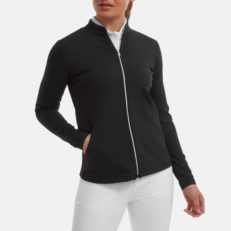  FootJoy Ladies Full Zip Golf Midlayer (Black) Four Way Stretch Fabric With Moisture Control