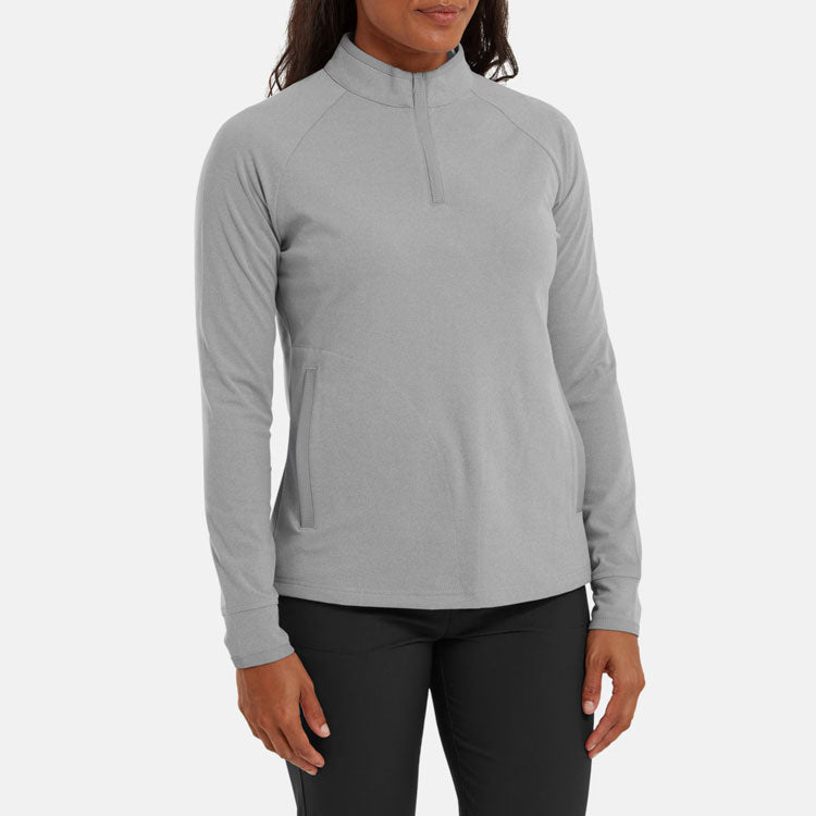  FootJoy Ladies 1/2 Zip Golf Midlayer (Grey) Four Way Stretch Fabric With Moisture Control