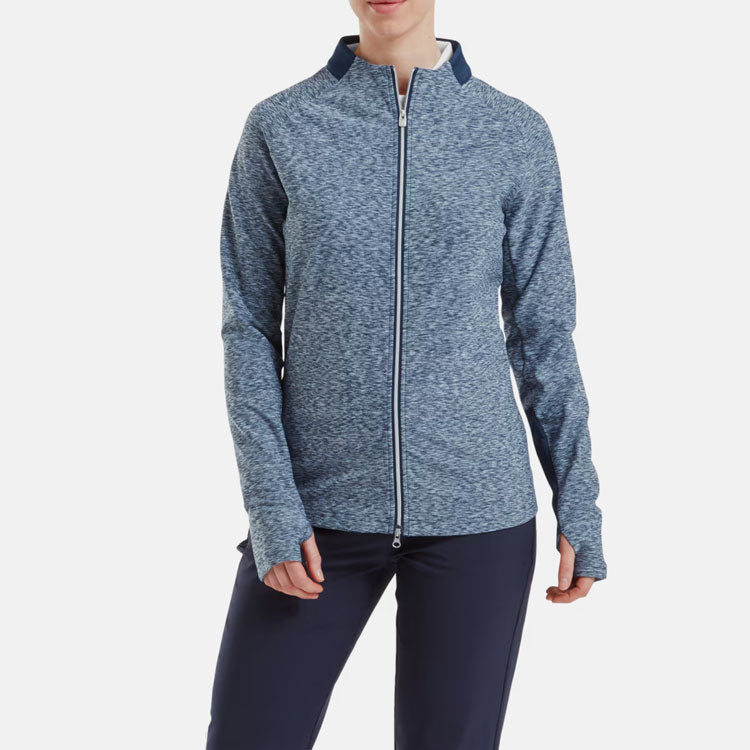  FootJoy Ladies Space Dye Thermal Full Zip Golf Midlayer (Navy) Four Way Stretch Fabric With Moisture Control