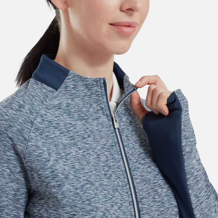  FootJoy Ladies Space Dye Thermal Full Zip Golf Midlayer (Navy) Four Way Stretch Fabric With Moisture Control