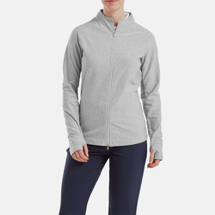  FootJoy Ladies Space Dye Thermal Full Zip Golf Midlayer (Grey) Four Way Stretch Fabric With Moisture Control