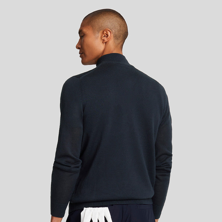  Lyle & Scott Merino 1/4 Zip Golf Sweater (Jet Black) Merino Wool With Iconic Gold Eagle