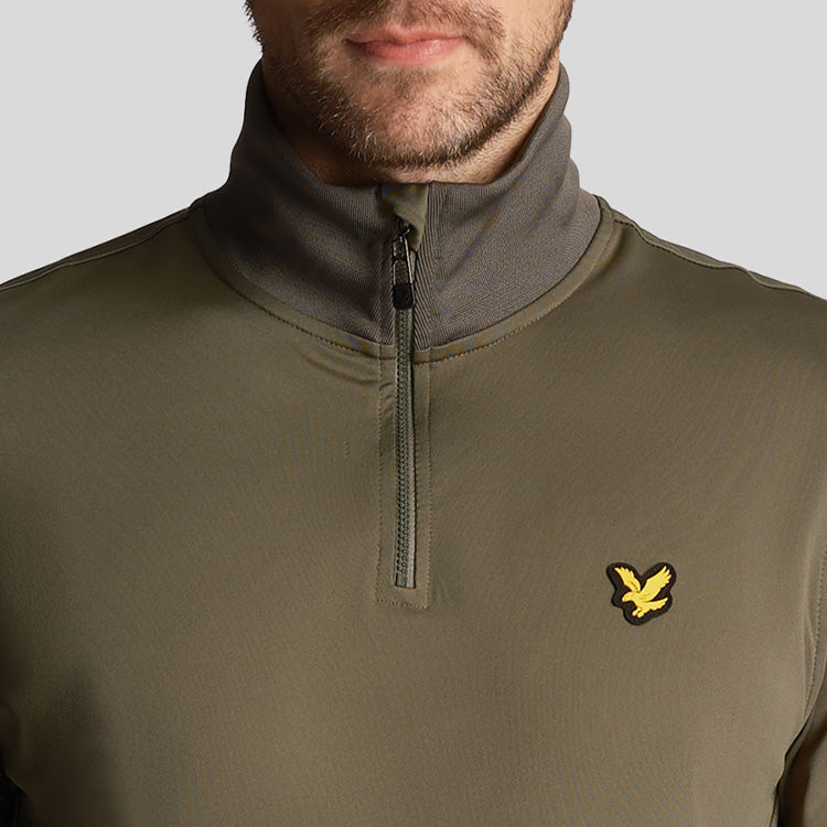  Lyle & Scott Tech 1/4 Zip Golf Sweater (Cactus Green) Lightweight Fleece With Iconic Gold Eagle