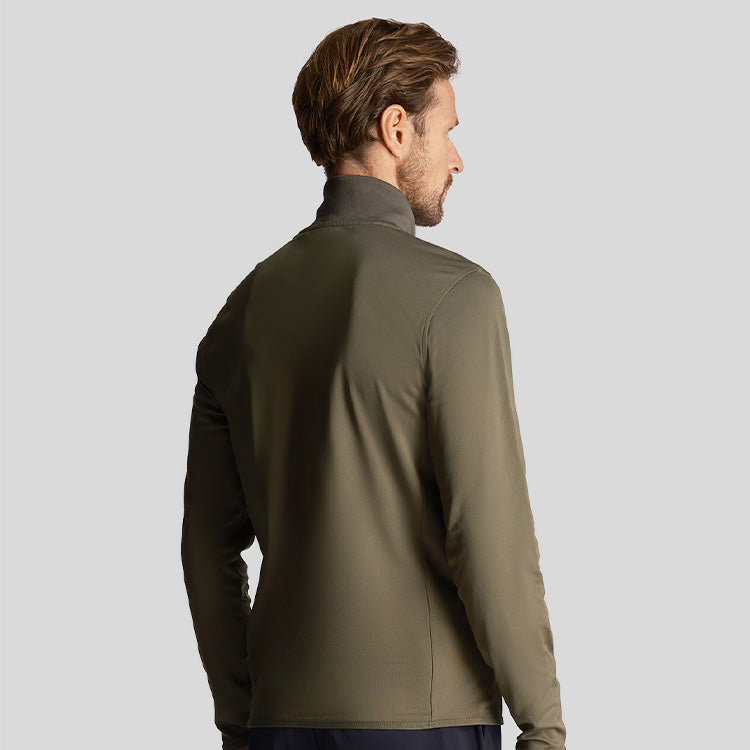  Lyle & Scott Tech 1/4 Zip Golf Sweater (Cactus Green) Lightweight Fleece With Iconic Gold Eagle