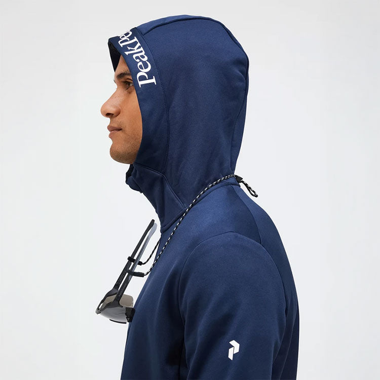  Peak Performance Rider Tech Full Zip Golf Hoodie (Blue Shadow) Brushed Back Fleece For Extra Warmth